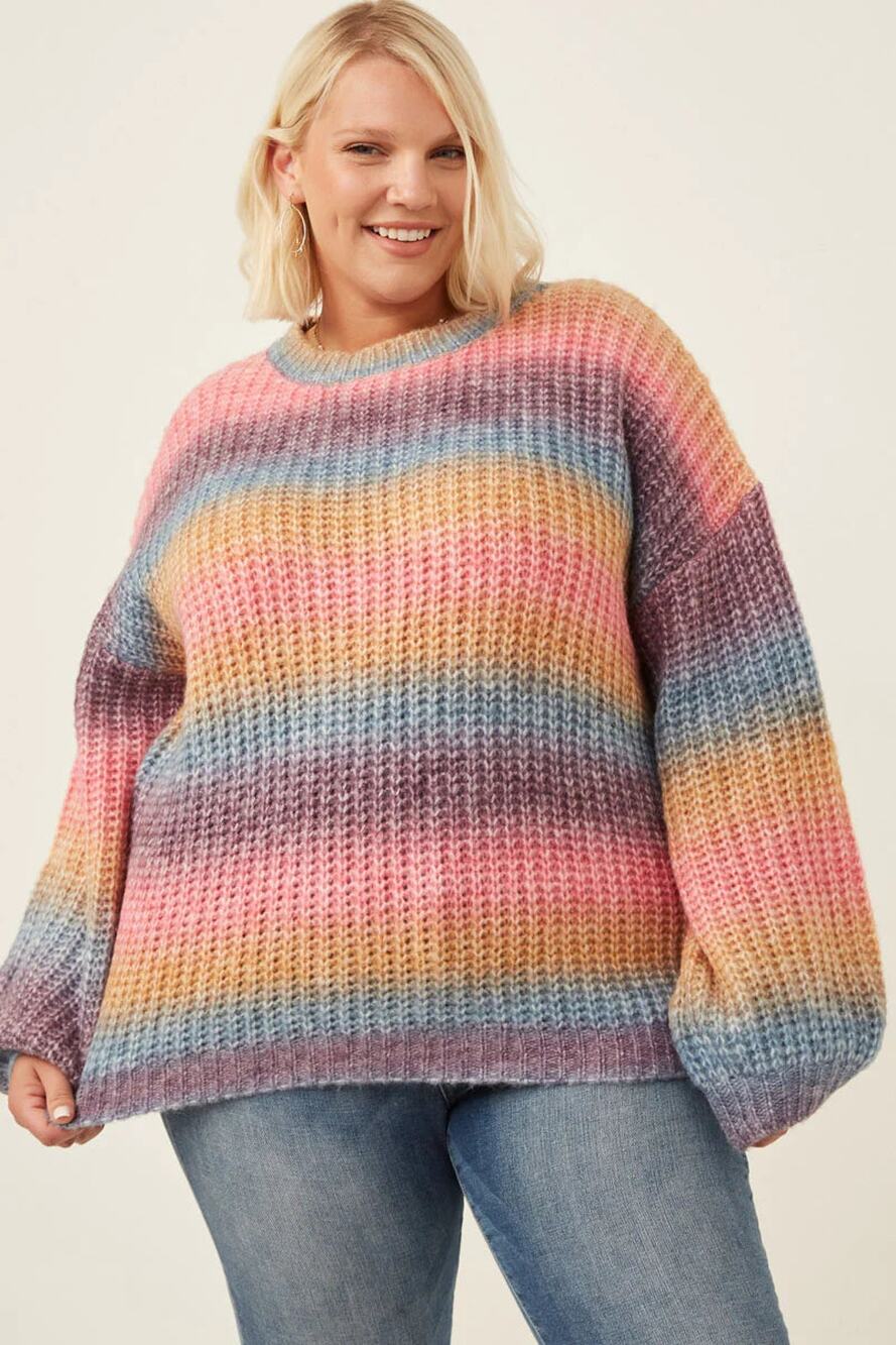 HAYDEN Paige Plus Ombre Rainbow Chunky Knit Sweater NEW Plus 2XL